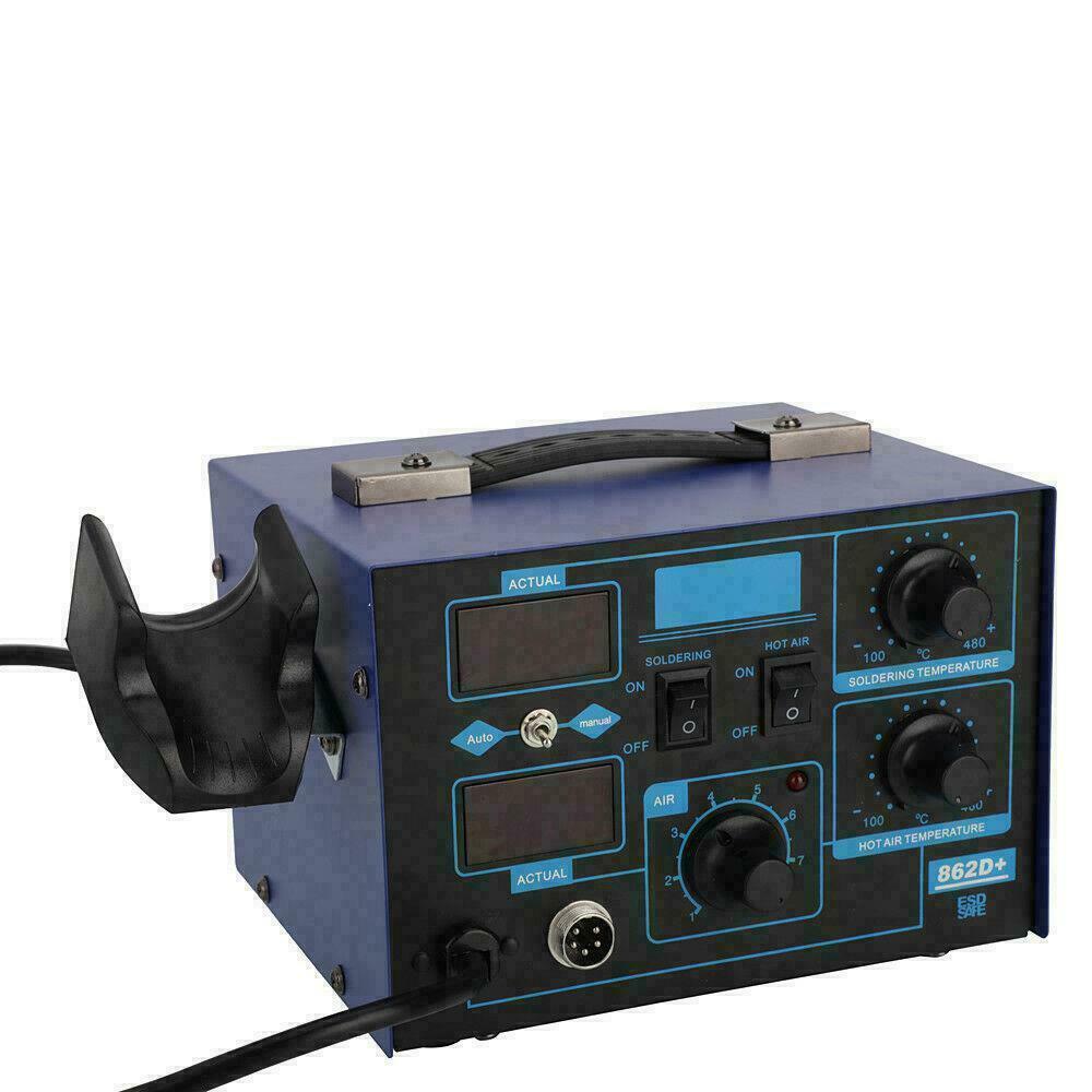 3in1 862D+ SMD Soldering Iron Hot Air Rework Station Hot Air Gun Digital Display