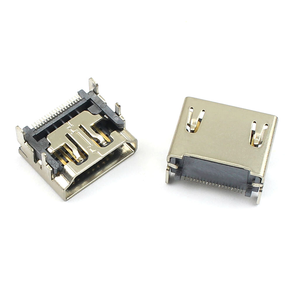 10Pcs HDMI 19 Pin 19P Female SMT SMD Jack Plug Socket Connector PCB 4 Legs