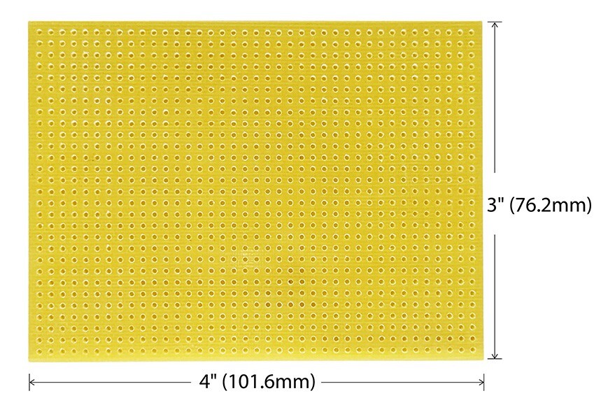 1,160 Holes Perf Board without Solder Pads, 3″ × 4″ (76.2 x 101.6mm)