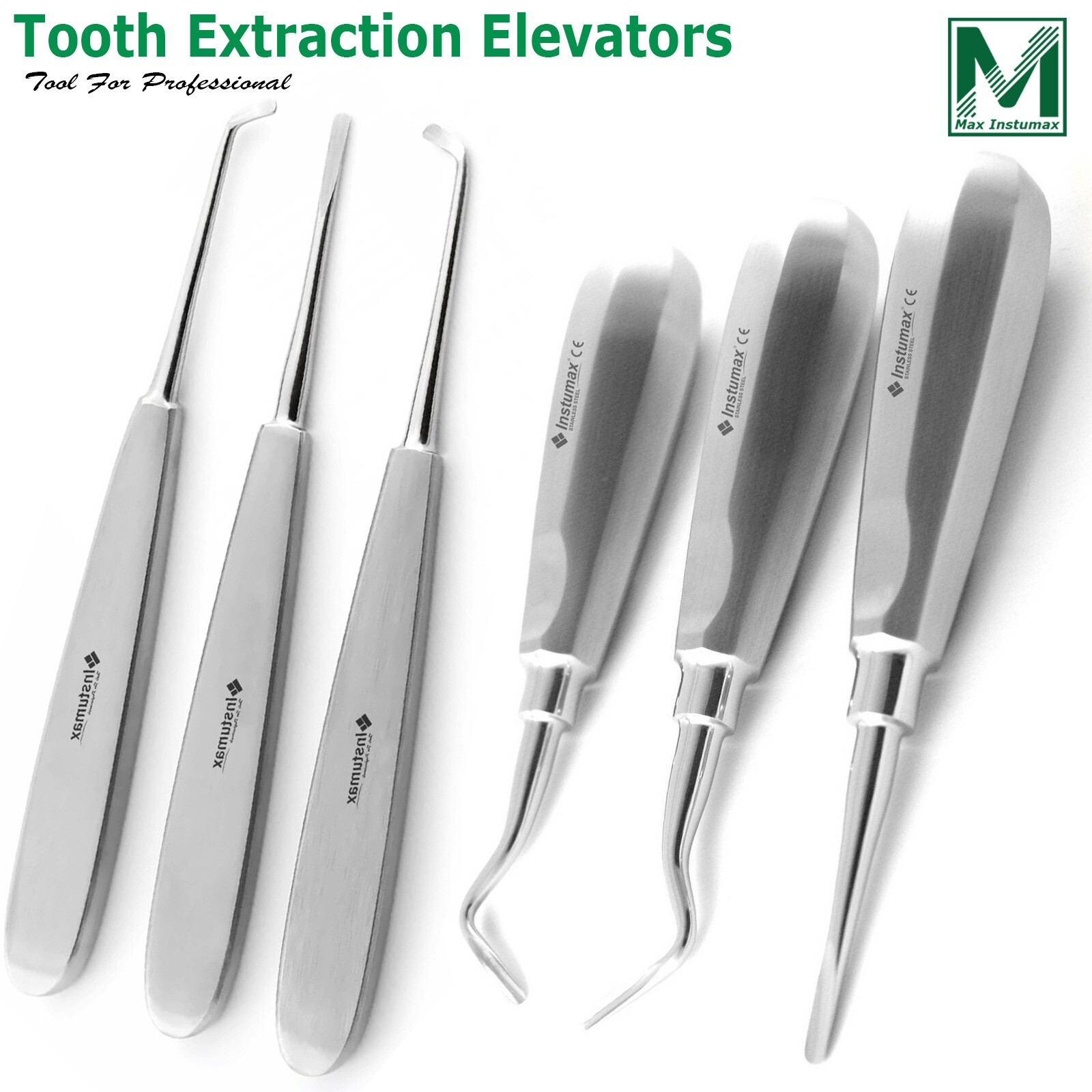6 Pcs Dental Root Elevators Oral Surgery PDL Luxating Tooth loosening Instumax