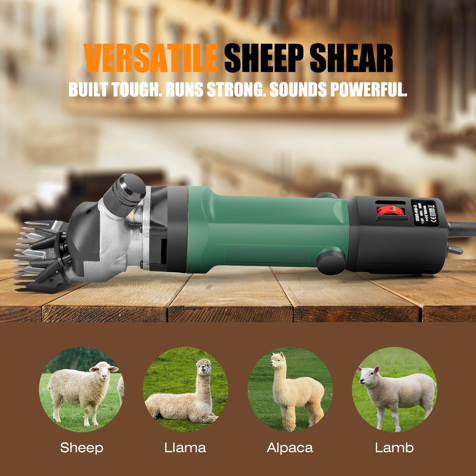 TAKEKIT Sheep Shears, 600W Professional Heavy Duty Sheep Clippers, 6 Speeds E…