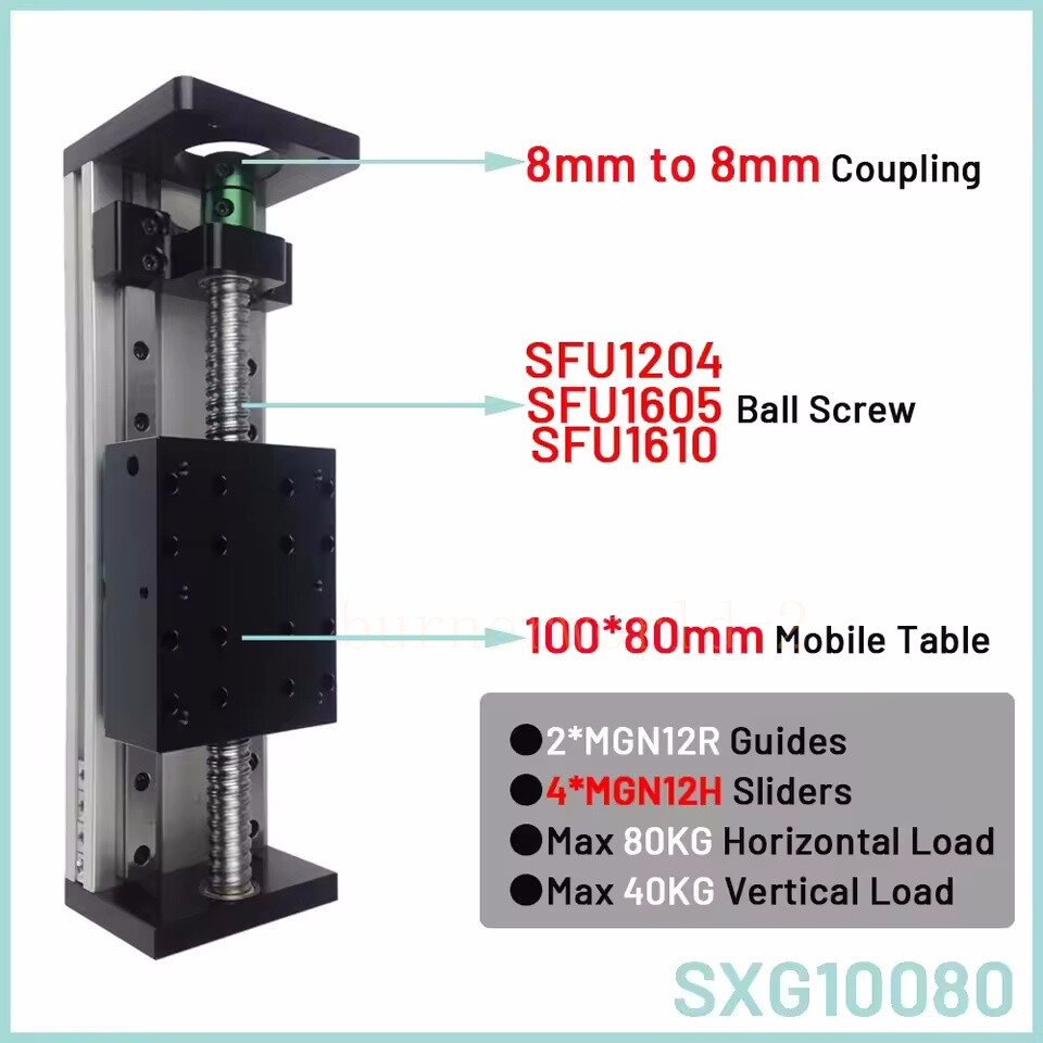 Double Square Linear Guide Sliding Table SFU 1204/1605/1610 100-1000mm Stroke