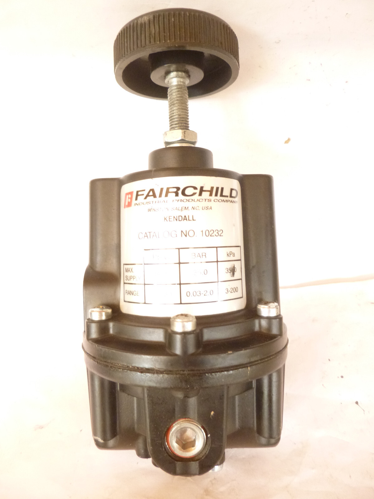 Fairchild Kendall No.10232 Pressure Regulator 500 PSIG Bar 35.0 Max 0.5-30 Range