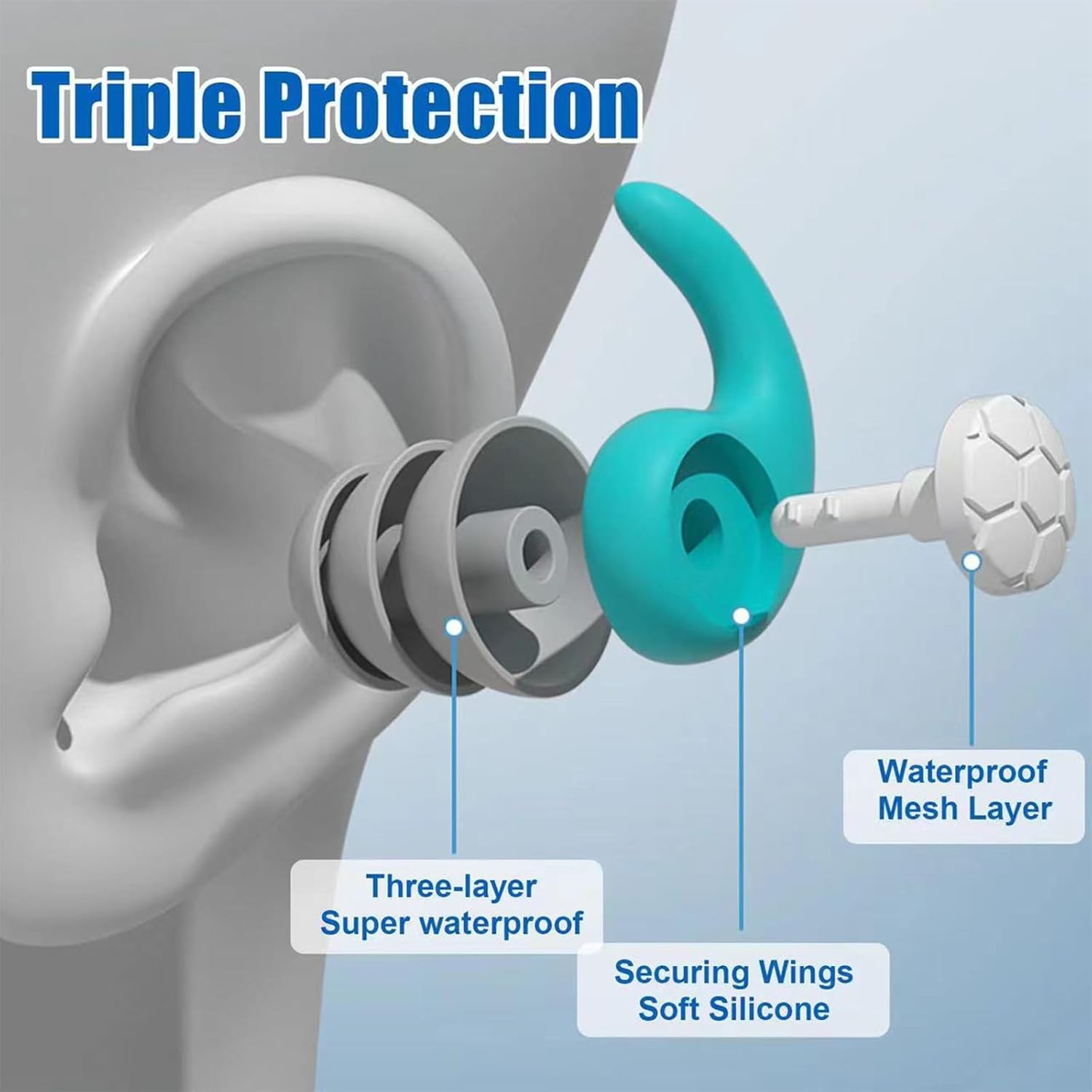 Reusable Silicone Ear Plugs Noise Cancelling Earplugs Protector Study Sleep Swim