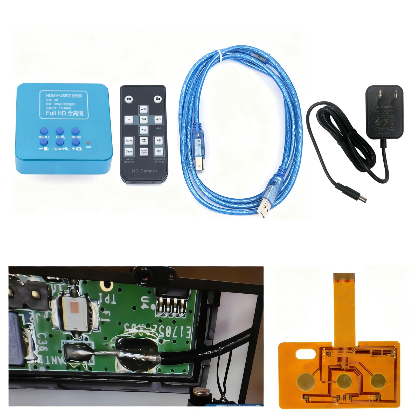 HD 1080p HDMI Industrial Digital Video Microscope Camera C Mount USB Blue NEW !