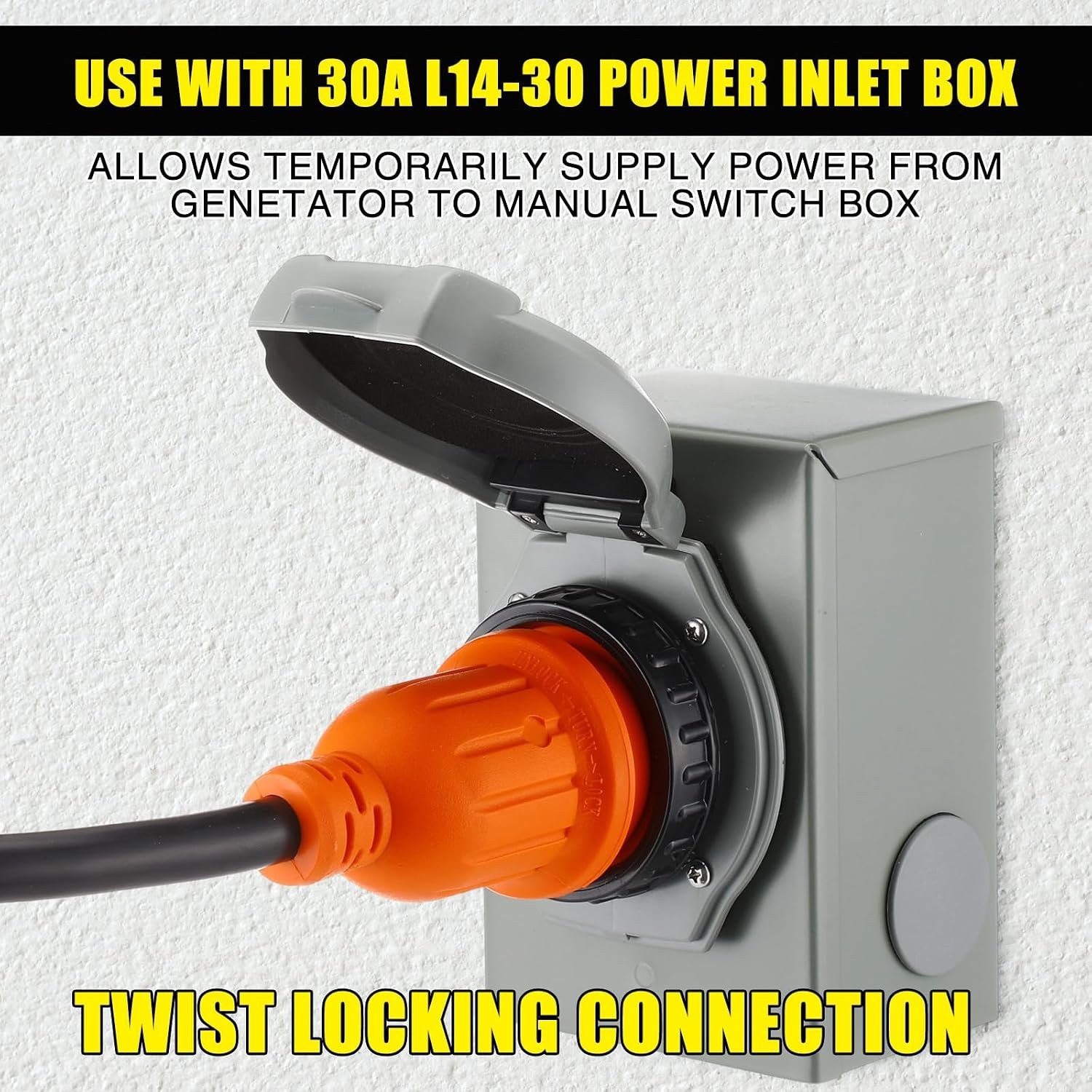 NEMA L5-30P to L14-30R Generator Transfer Switch Adapter Cord, 30 Amp Locking L5