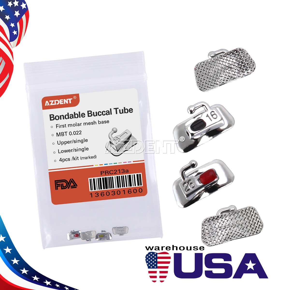 10Pack Dental Tubo Bucal de Ortodoncia No Convertible 1er Molar MBT 022