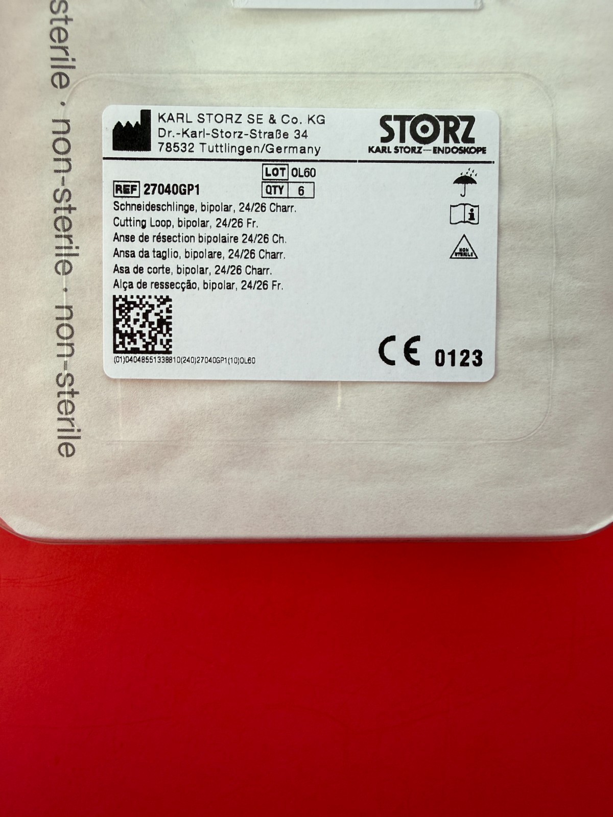Karl Storz 27040GP1 BIPOLAR CUTTING LOOP 24/26 Fr *REUSABLE* Pack of 6 *NEW*