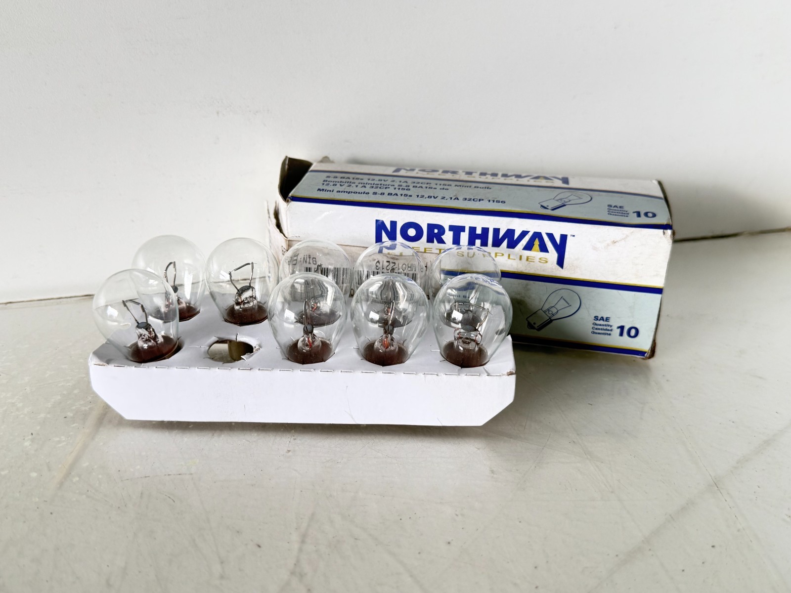 BOX OF 9 NEW Northway 12V MINIATURE LAMPS 1156 12.8v 2.1Amp 32CP (38)