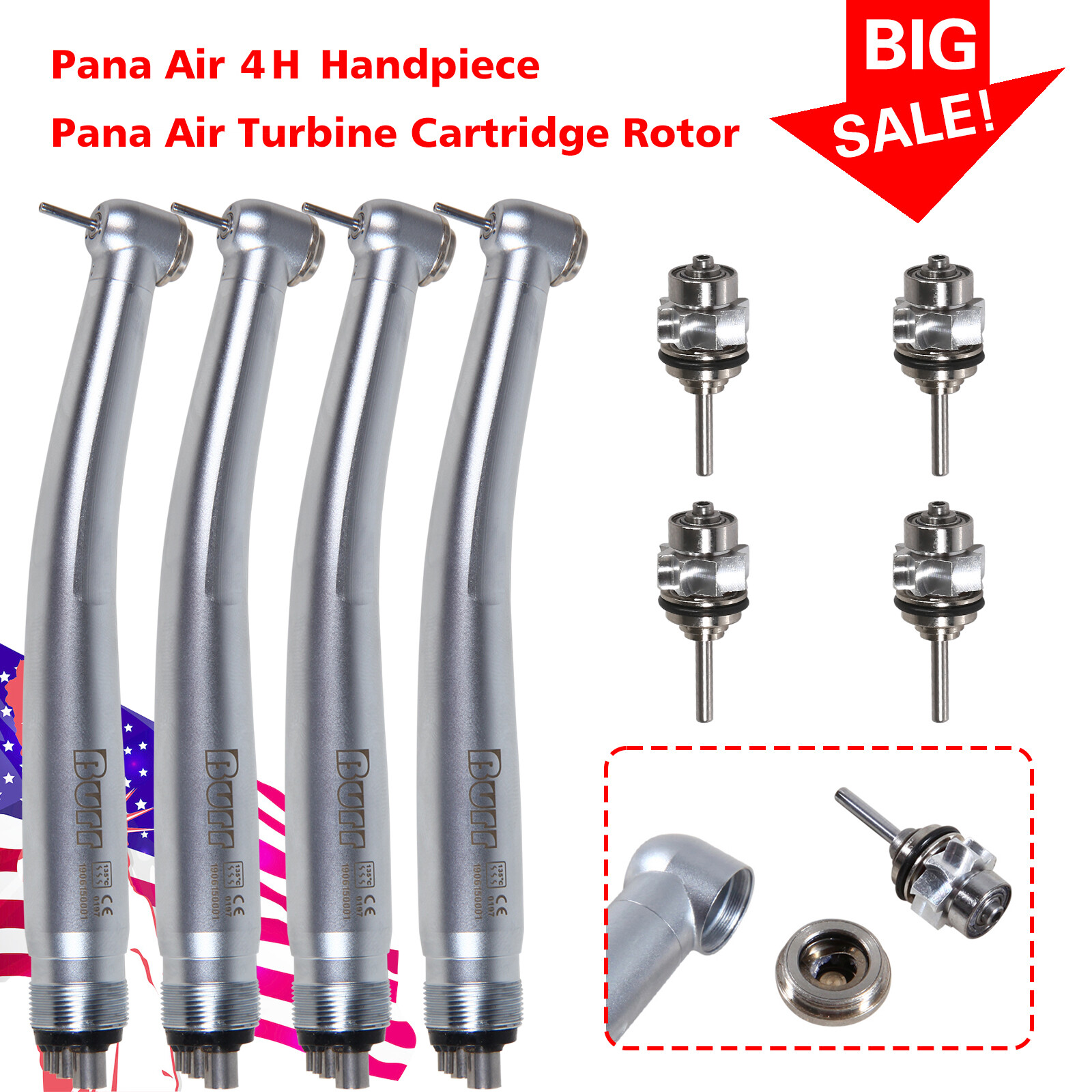 1-10Pcs NSK Style Dental High Speed Handpiece U3BM 4Hole/ Cartridge Turbine
