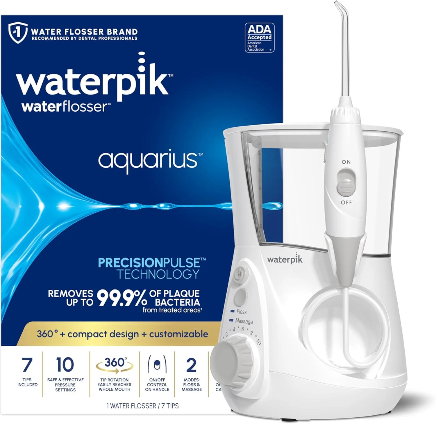 Waterpik Aquarius Water Flosser For Teeth Cleaning, Gums, Braces, Dental Care, E