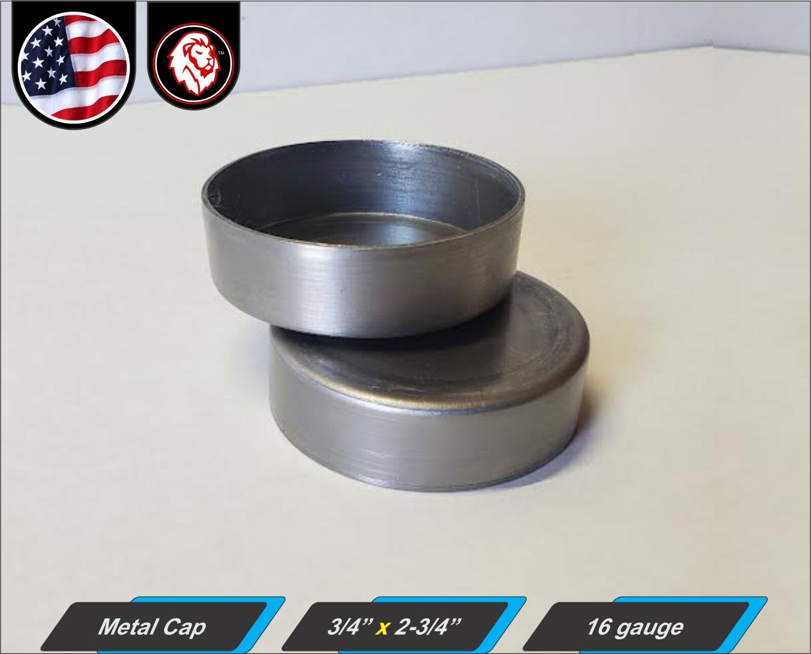 (4X) 2-3/4″ Pipe End Cap – Butt-Weld – 3/4″ Height – 16 gauge – Mild Steel