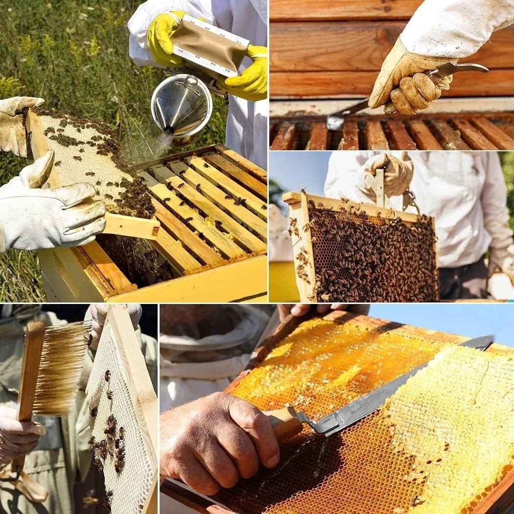 Bee Keeper Essentials: 14-Pc Tool Kit with Protective Gloves for Safe Harvesting