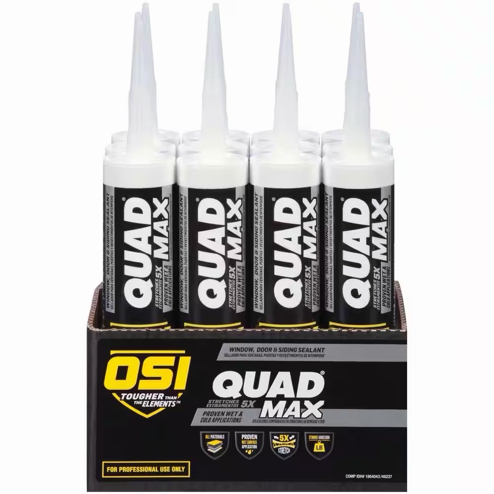 12pk / OSI QUAD Max Caulk Sealant- 9.5oz ea. – White #001 – SEALED BRAND NEW