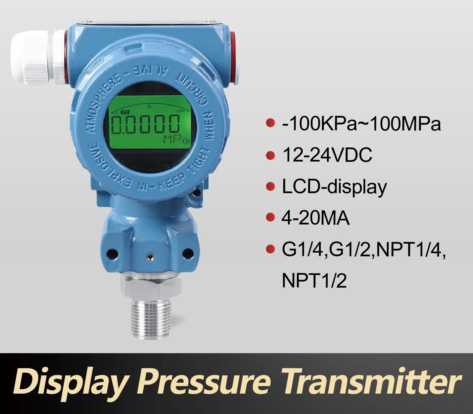 Digital Pressure Transmitter 4-20mA Output SS High Accuracy 0.5% FS YB2088