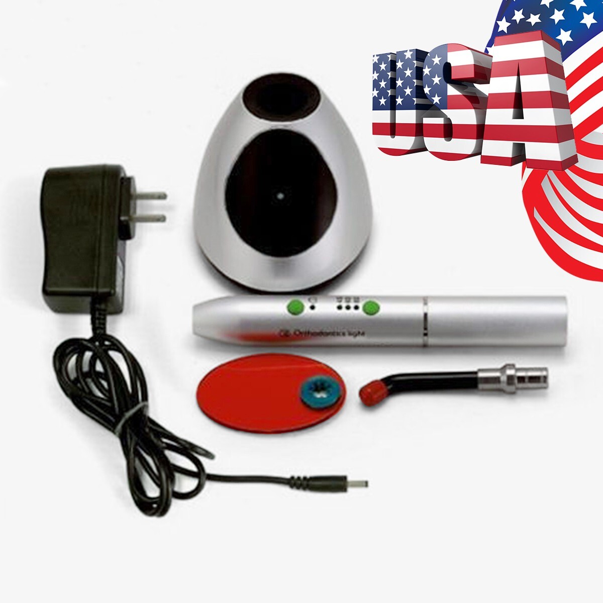 Dental LED Curing Light Cordless 1 Second Cure Light Lamp Metal Head 3Modes