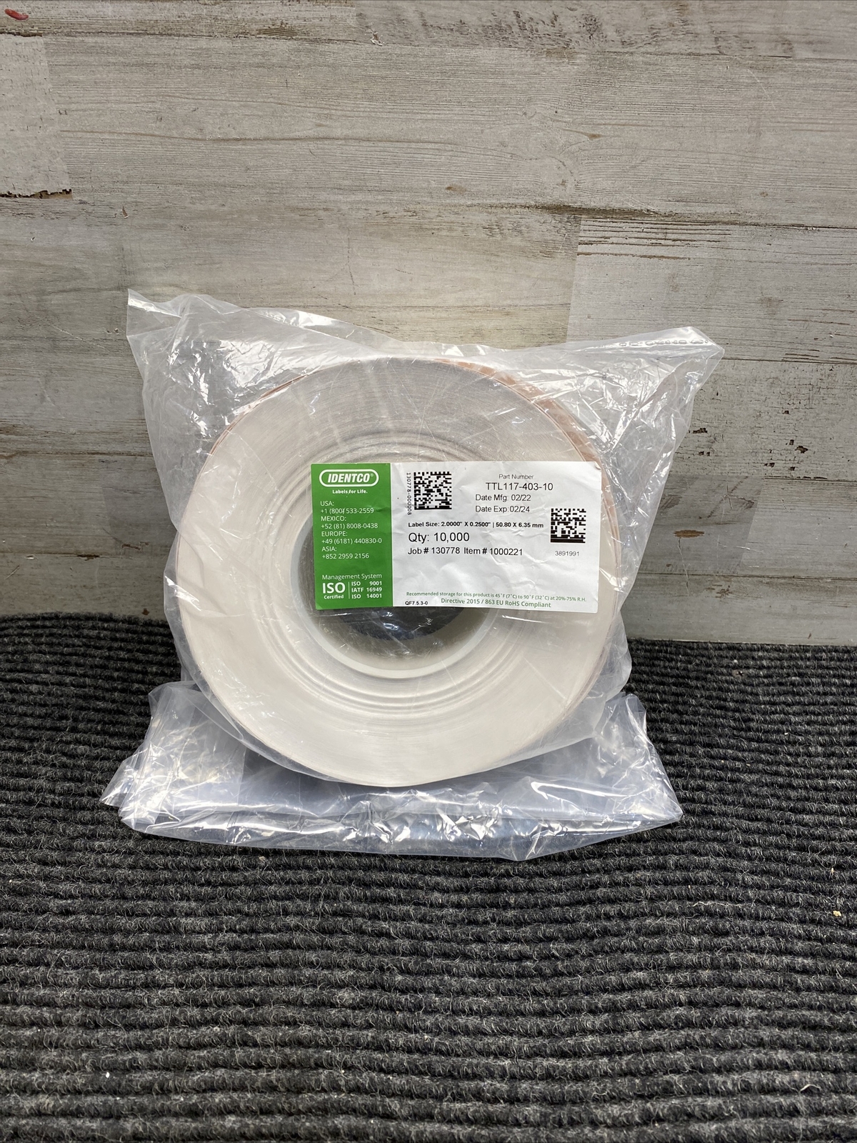 New Identco TTL117-403-10 White Labels 2.0000 X .2500