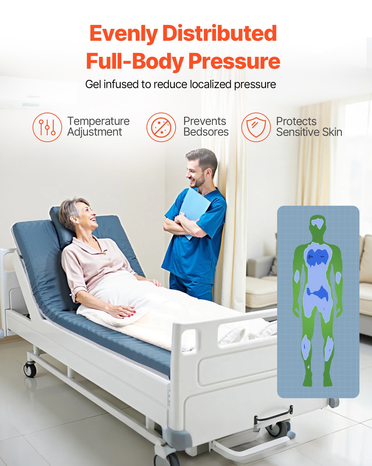 VEVOR Hospital Medical Bed Mattress 3.5-Inch Water Resistant Non Slip Home Foam