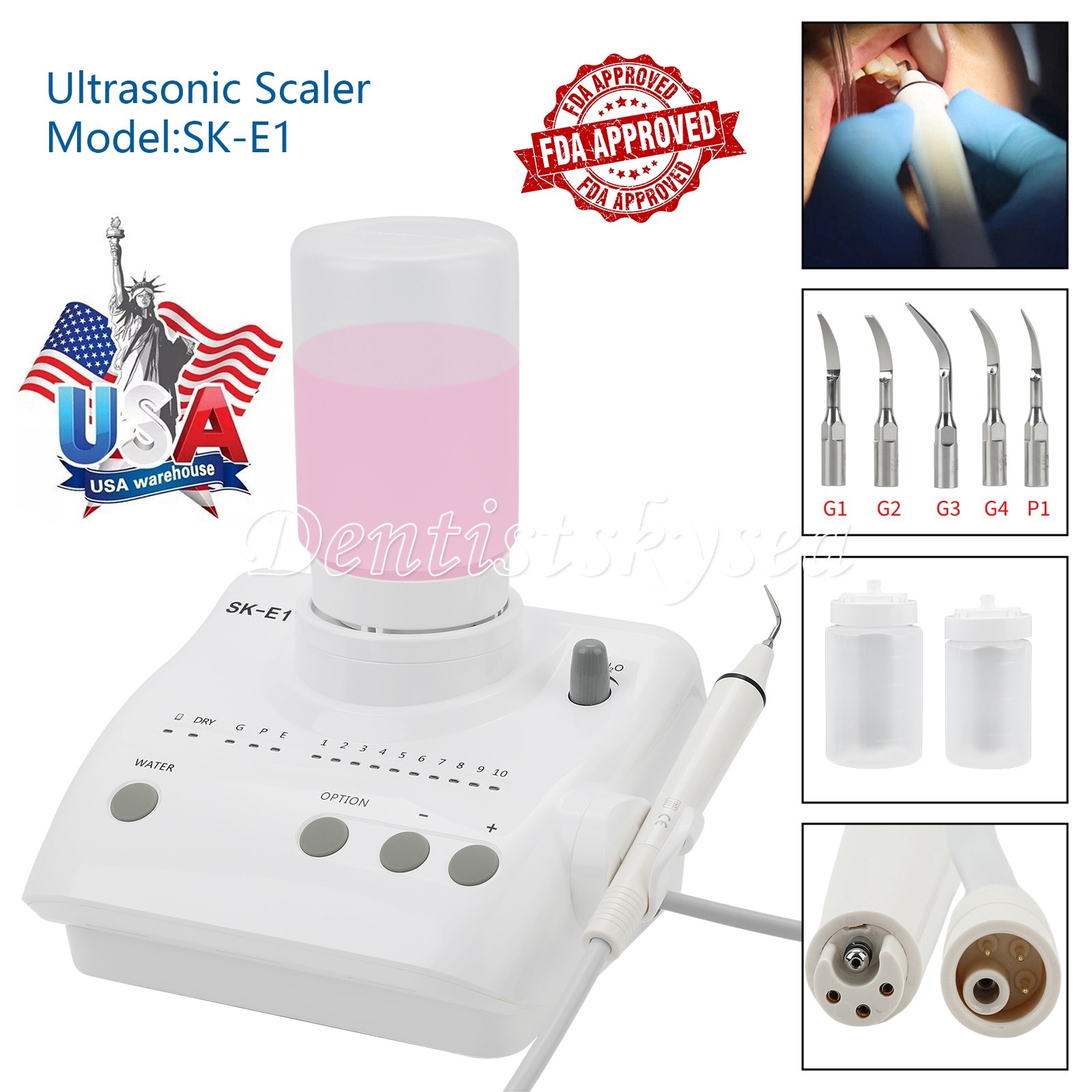 SK-E1 Dental Ultrasonic Piezo Scaler W/Handpiece Tips Bottles Fit EMS HOT