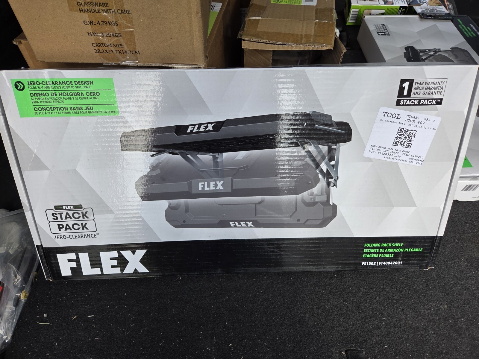 FLEX Stack Pack Zero Clearance Folding Rack Shelf FS1502 – NEW