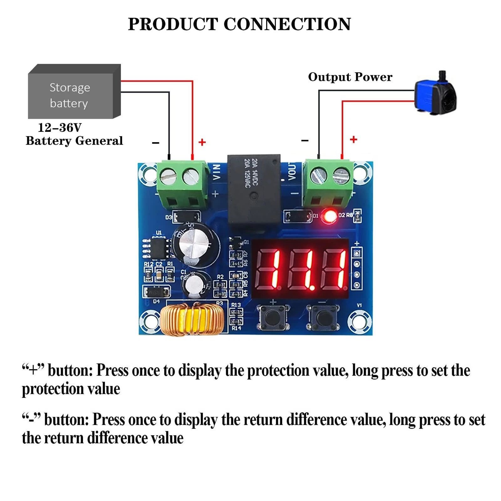 2pcs XH-M609 DC 12-36V voltage protection module for lithium-ion battery