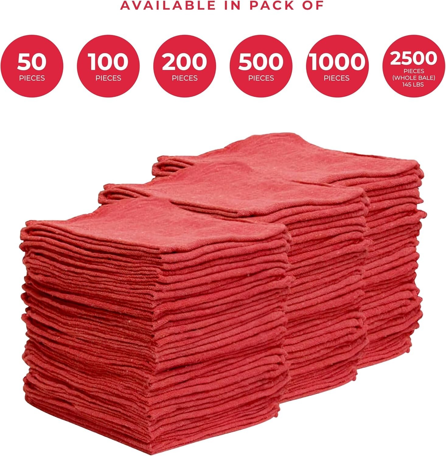 500 Pieces Red Shop Towels Large 15×14 Cleaning Rags, Fast Free Shipping