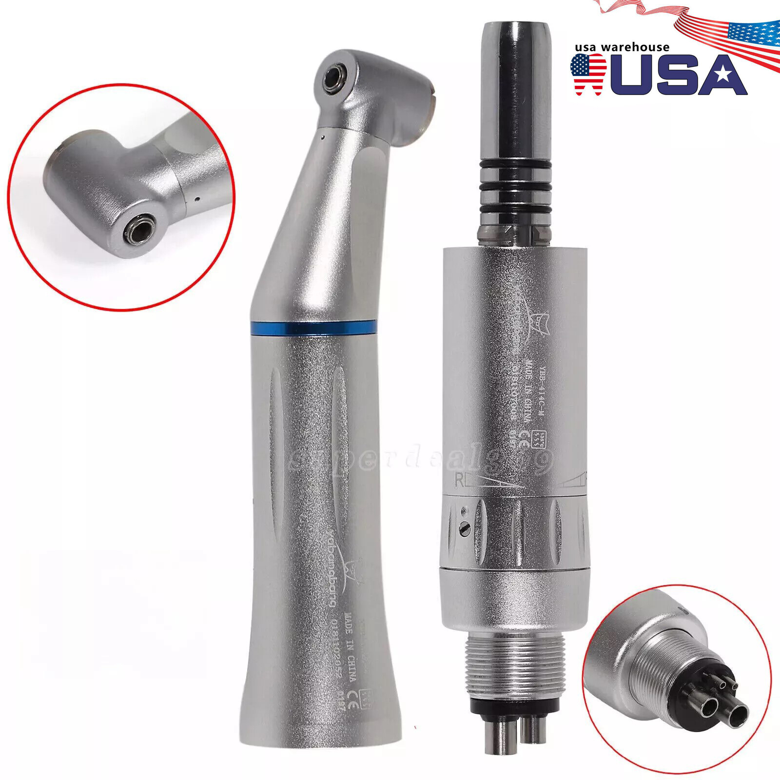 Dental Inner Water Low Speed Contra Angle Handpiece Air Motor 4 Hole fit NSK