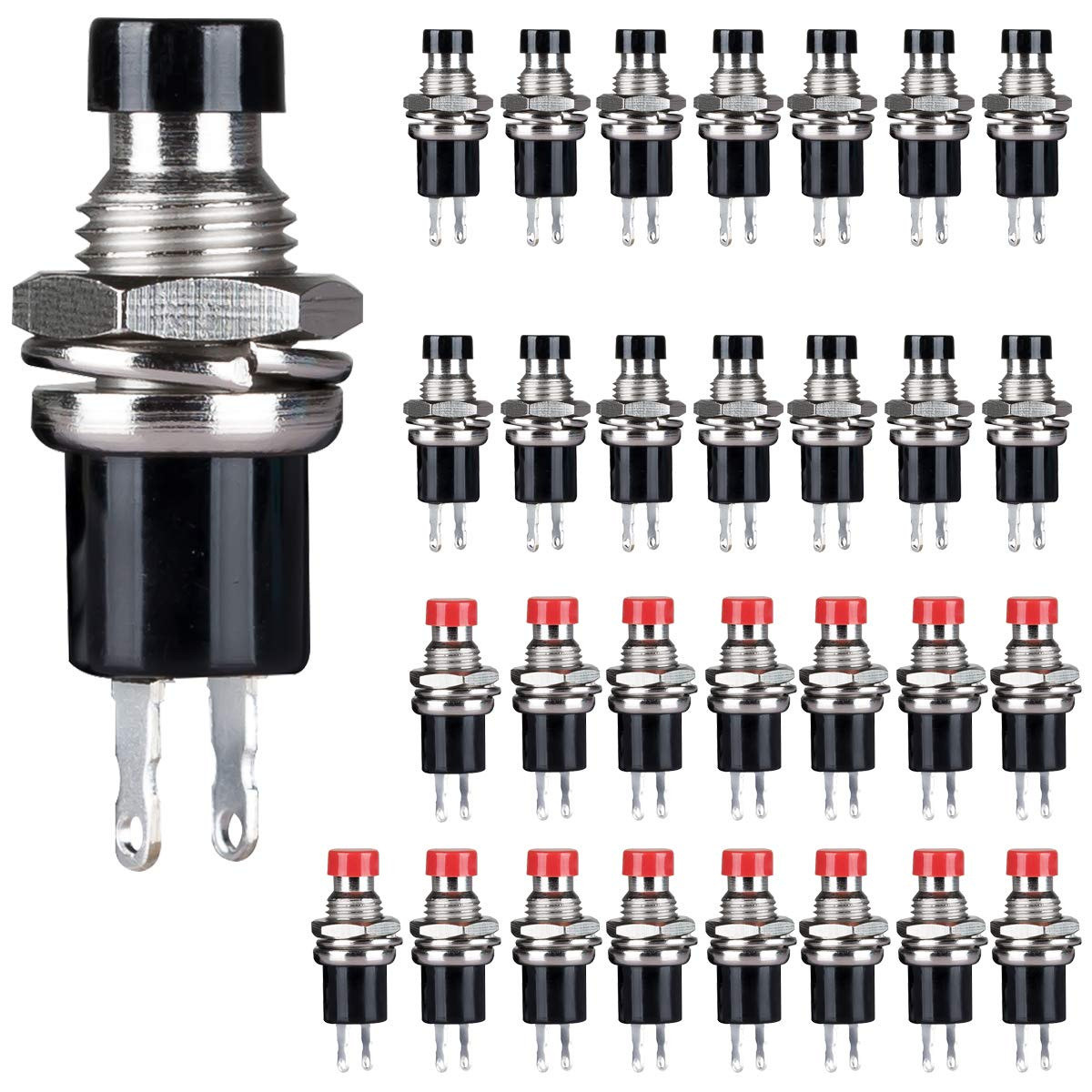 Momentary Push Button Switch，SPST Normal Closed NC Switch 2 Pin Mini Micro 1A 25