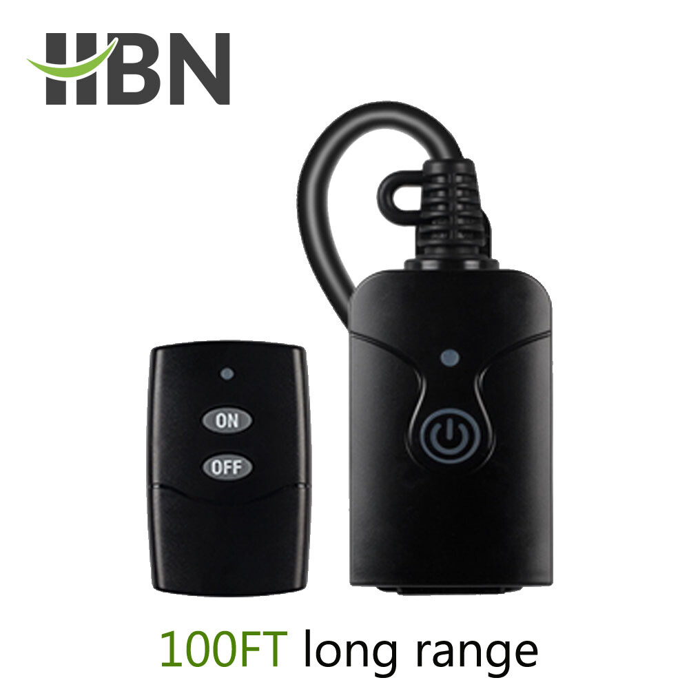 HBN Outdoor 3-Prong Outlet Weatherproof with 100ft Wireless Remote Control Kit