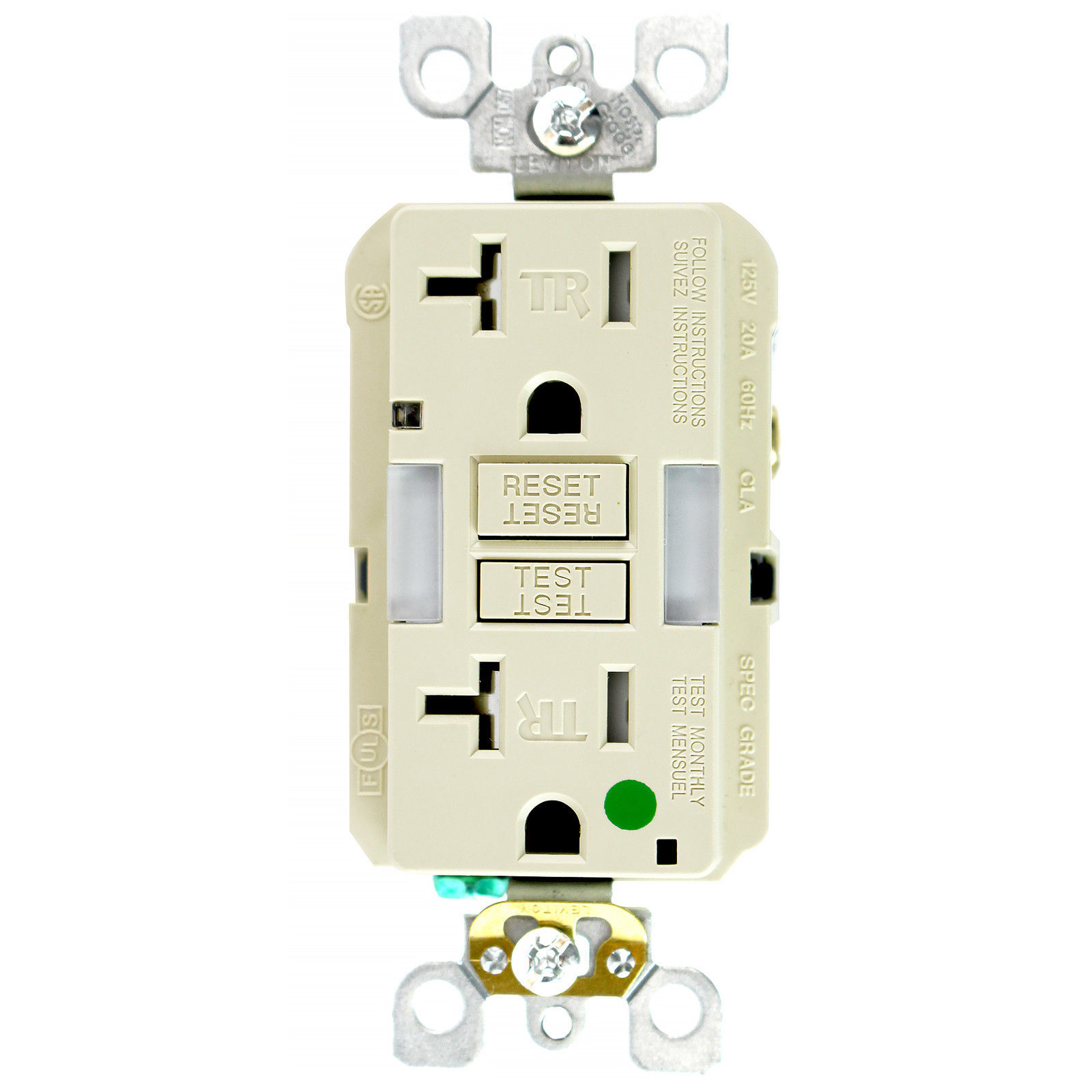 LEVITON X7892-IV GFCI TR RECEPTACLE, 20A 125V, IVORY