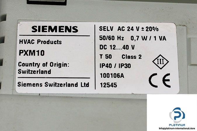 SIEMENS PXM10 OPERATOR UNIT_CLASS 2_24 V AC_IP40 / IP30