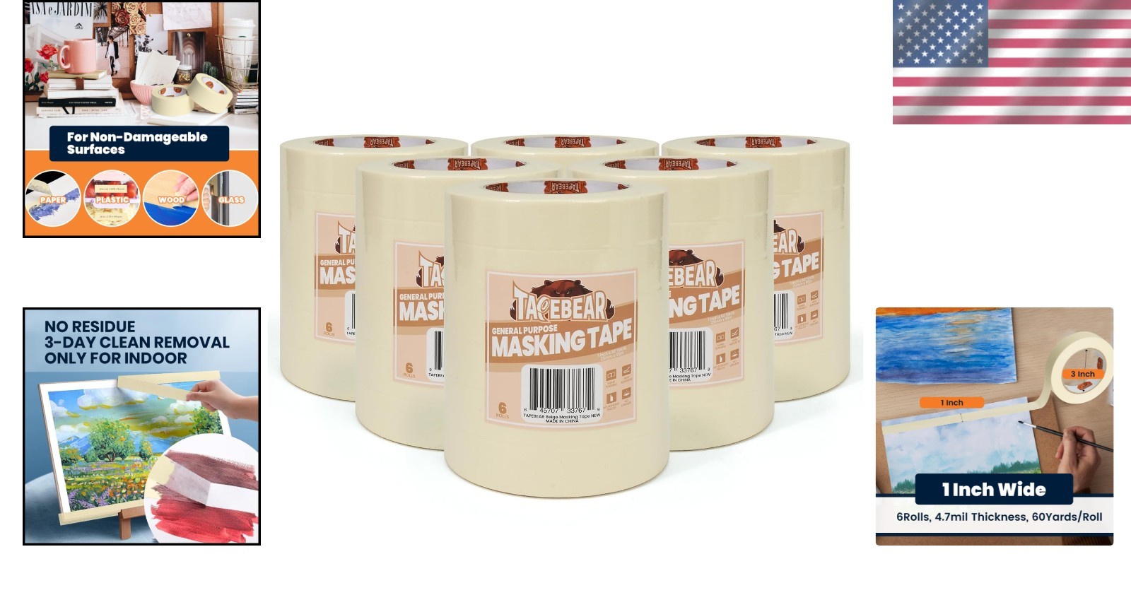 Versatile 36-Pack of 1″ x 60 Yards Beige Painters Tape for Crafts & Labels