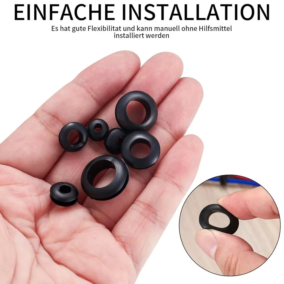 260 Pcs Rubber Grommets Assortment Kit, 7 Sizes Rubber Wire Hole Grommet Gaskets