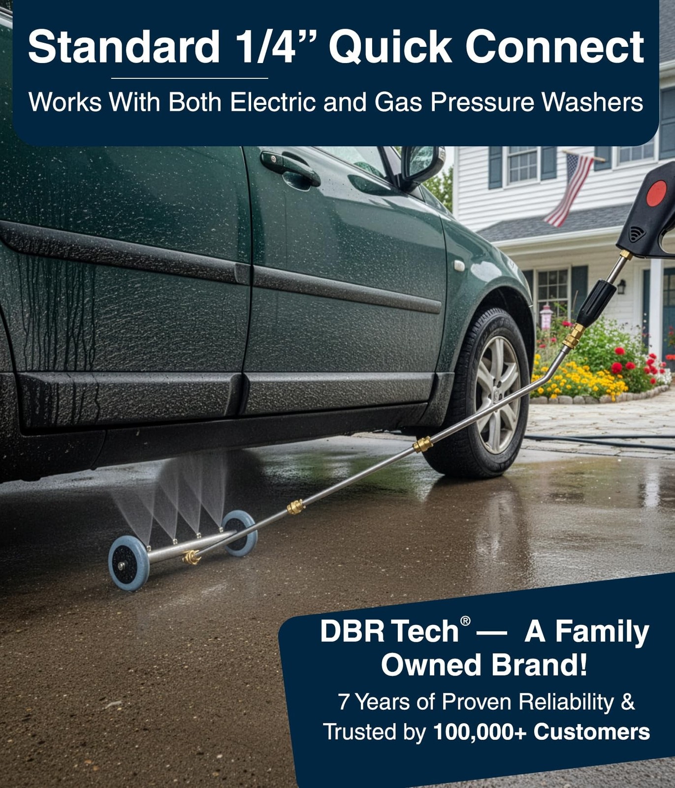 DBR Tech® Undercarriage Pressure Washer Attachment & Water Broom | 1500-400
