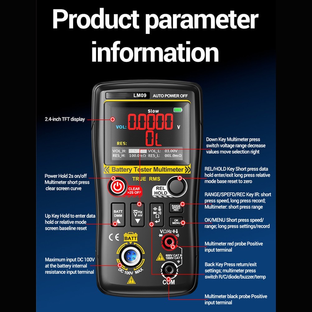 for 2 in 1 Tester for Battery Internal Resistance and Multifunctional