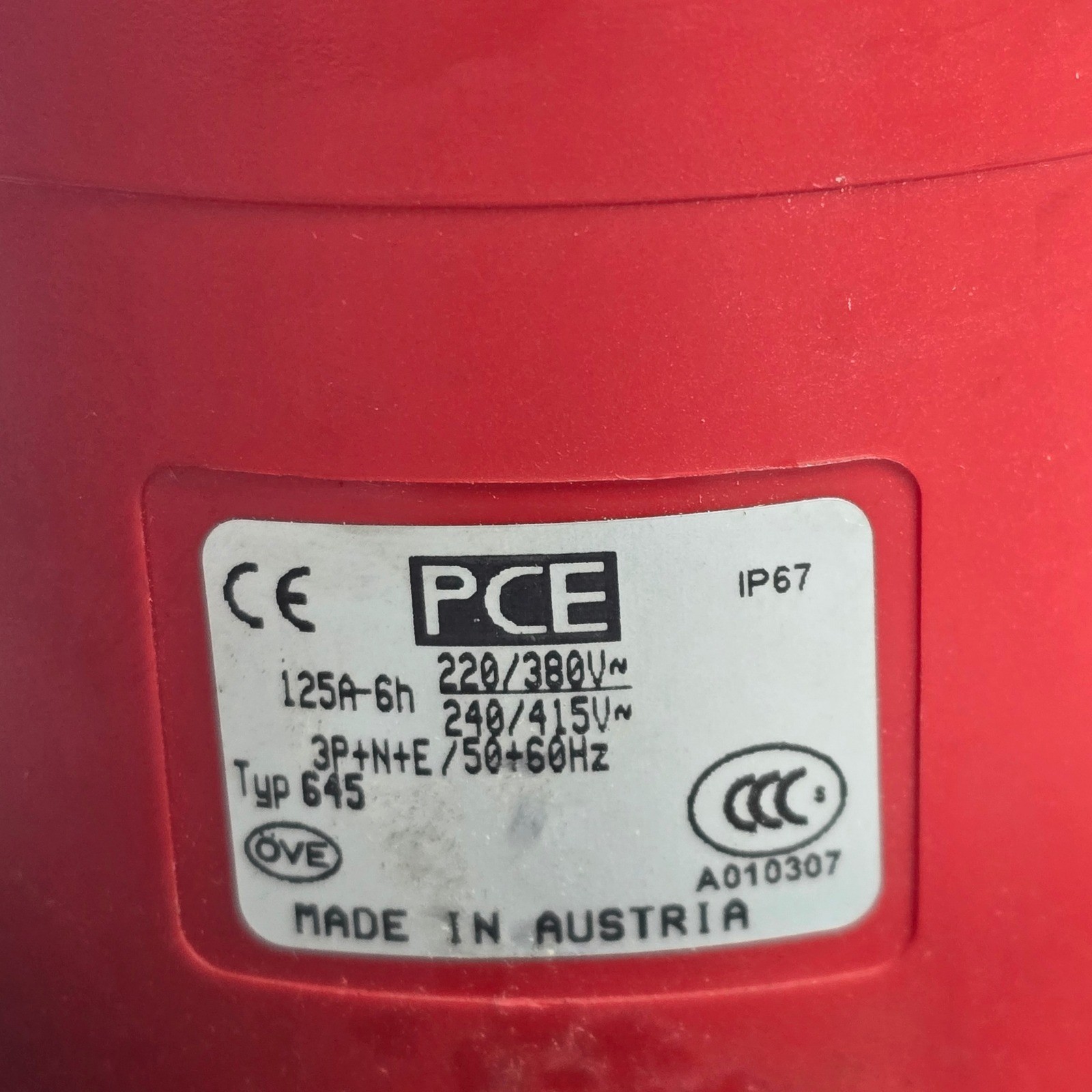 PCE Typ 645 Industrial Flanged Plug 125A 5-Pin 3P+N+E IP67 415V Power Inlet