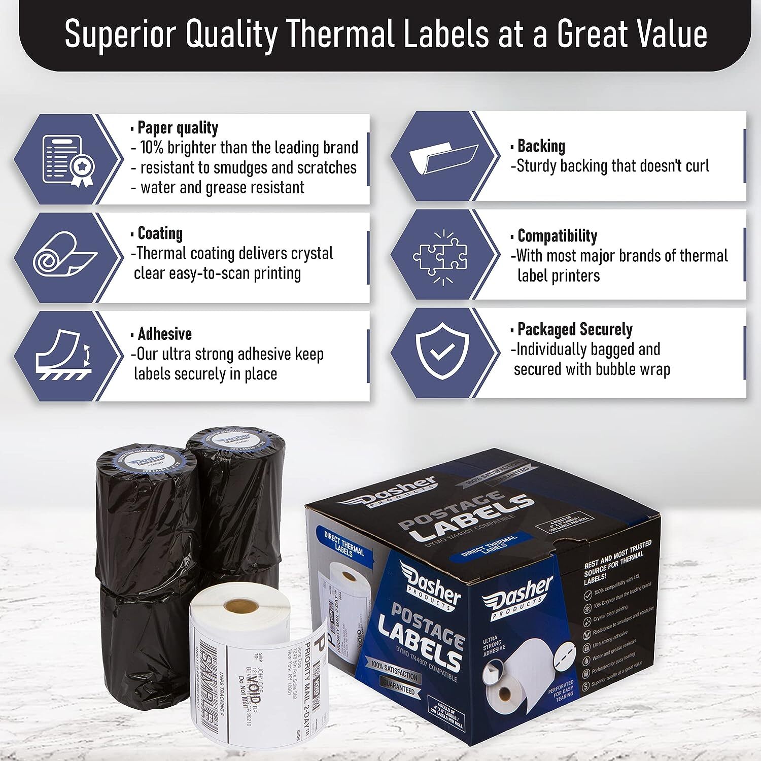 5-200 Rolls DYMO 4XL Direct Thermal 4″x6″ Shipping Labels 4×6 1744907 220/Roll
