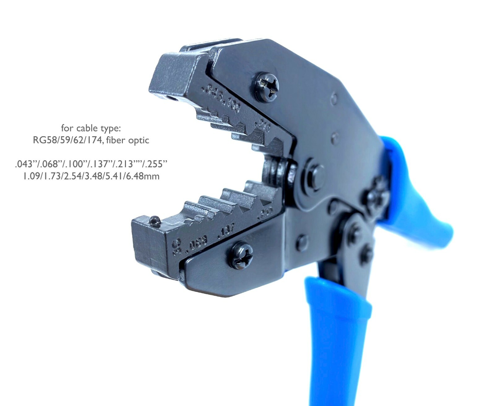 Interchangeable RF Coax Ratchet Crimp Tool 336G RG58 RG59 RG62 RG174 Fiber Optic