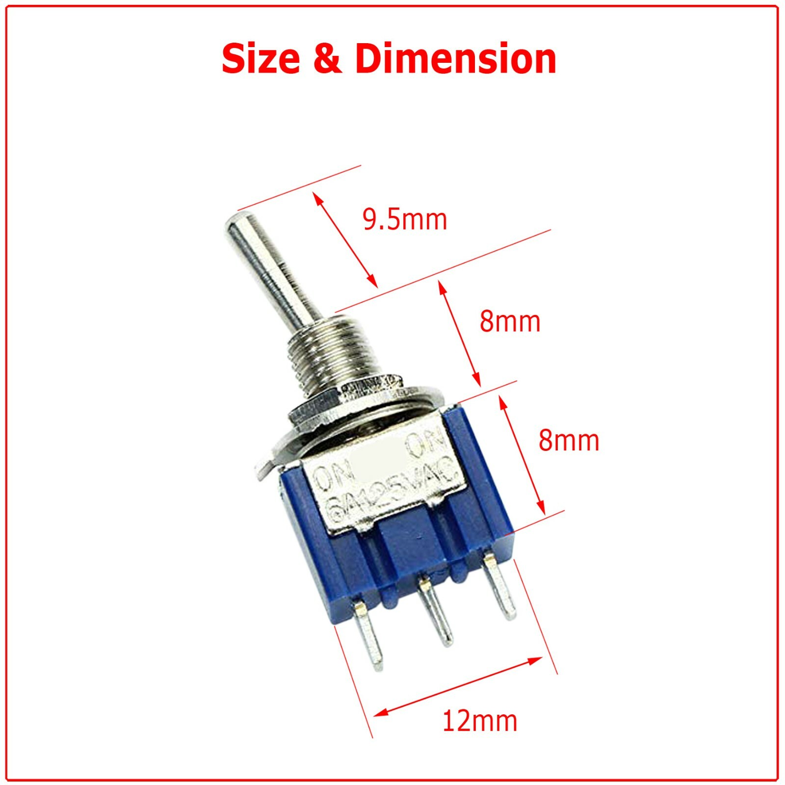 20x 3 Pin SPST ON-ON 2 Position Mini Toggle Switches MTS-102 US Stock
