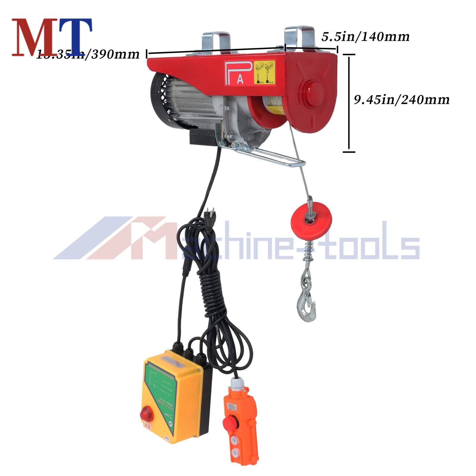 PA600 1320 lbs 110V Mini Electric Hoist 328 ft Wireless & 14 ft Wired Remote