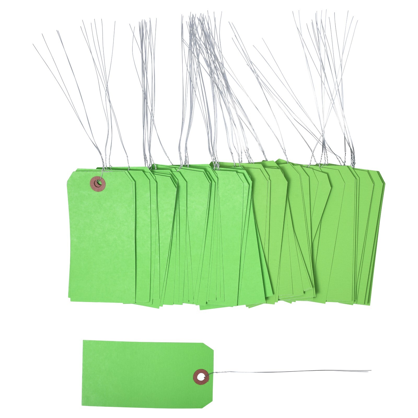 1000 pcs of 4 3/4″ x 2 3/8″ Size 5 Green Cardstock Hang Tag Tags with Wire 13 Pt