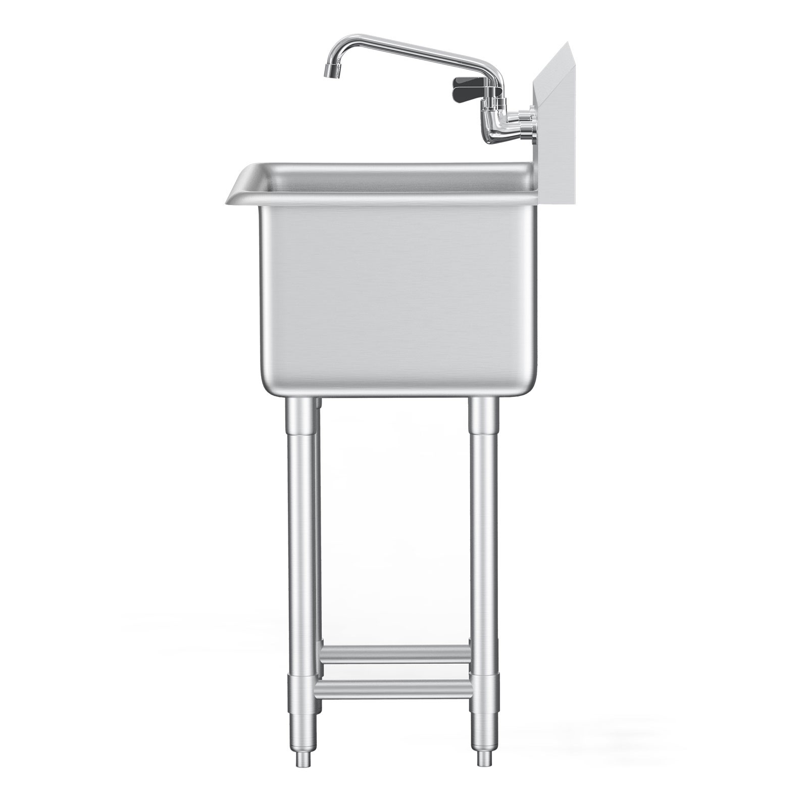 VEVOR Commercial Utility & Prep Sink 1 Compartment Stainless Steel Backsplash
