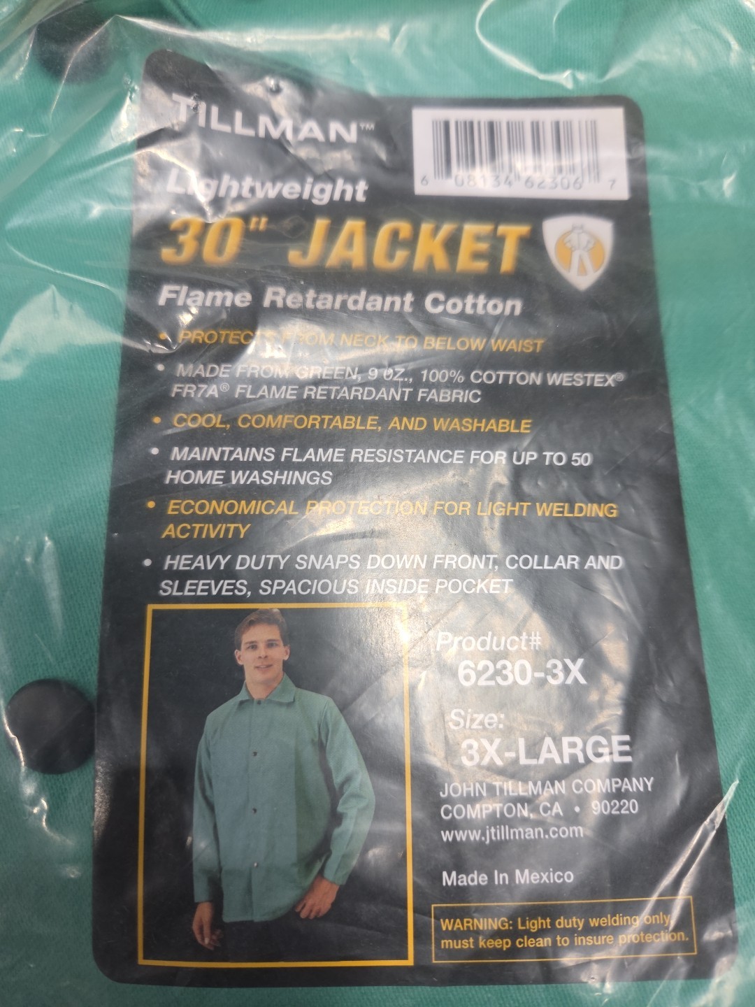 Tillman 6230-3X – Light Duty Welding Jacket – Green XXXL