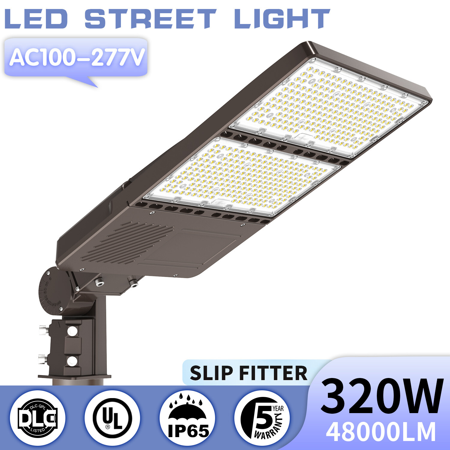 320W LED Shoebox Pole Light Dusk To Dawn Outdoor Street Area Parking Lot Fixture