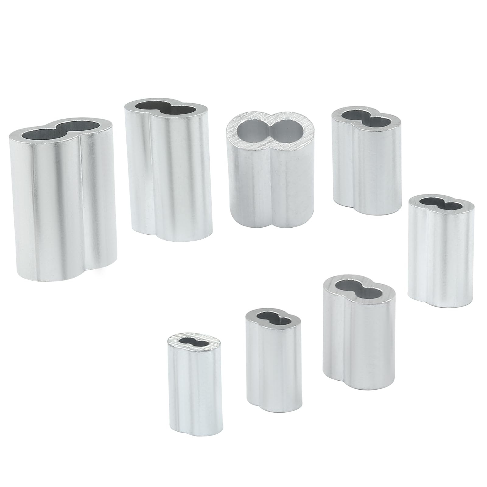 Murtenze 50Pcs 3/16″ Aluminum Crimping Loop Sleeve, Wire M5–3/16″(50 Pcs)