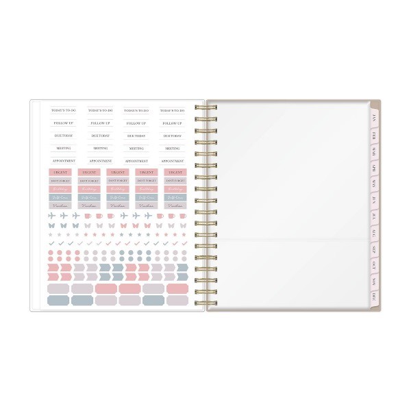 2026 Daily/Monthly Planner 7"x9" Ella Tan Clear Pocket Cover