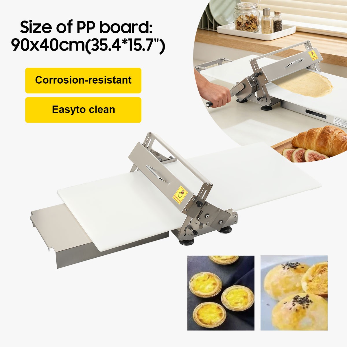 1x Manual Pastry Dough Sheeter Dough Roller 1-25mm Croissant Dough Press Machine