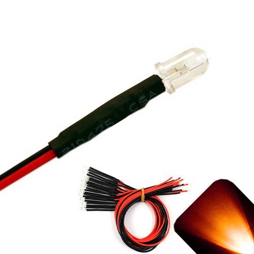 5 x Pre wired 9v 5mm Amber Orange LEDs Prewired 9 volt DC LED Light RC 8v 7v