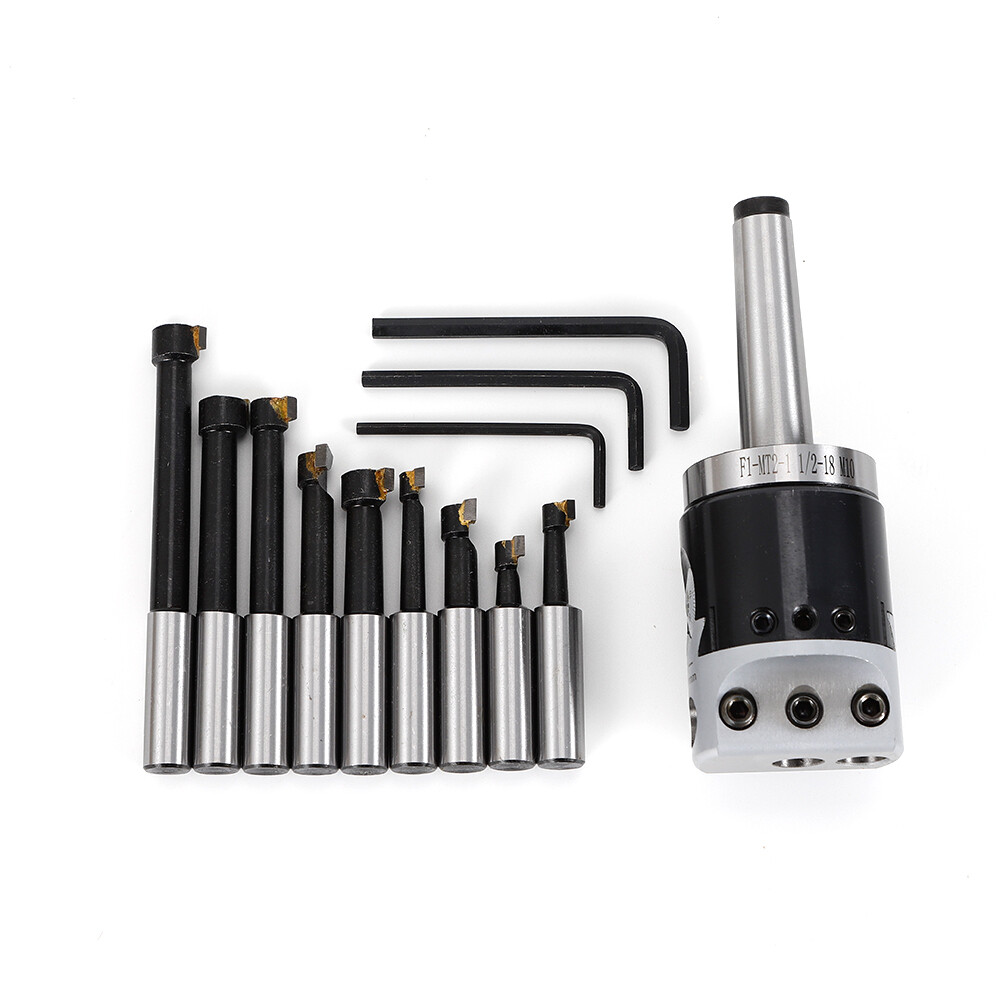 MT2-F1-9pcs Boring Head 1/2″ Carbide Boring Bar Full Set Milling NEW