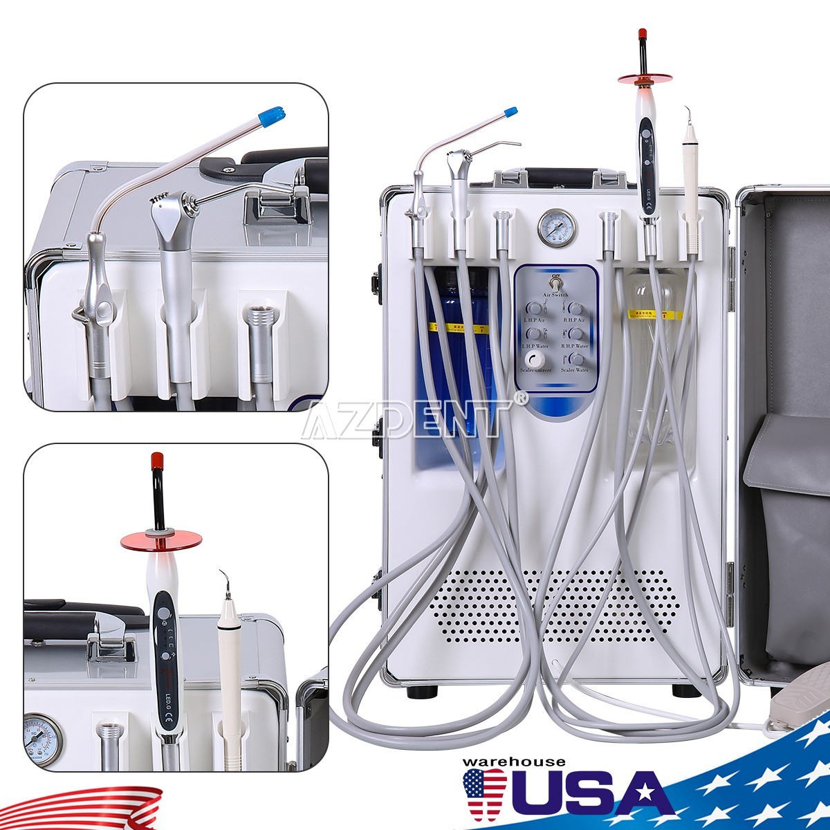 Dental Mobile Delivery Unit with Air Compressor/Suction System/Ultrasonic Scaler